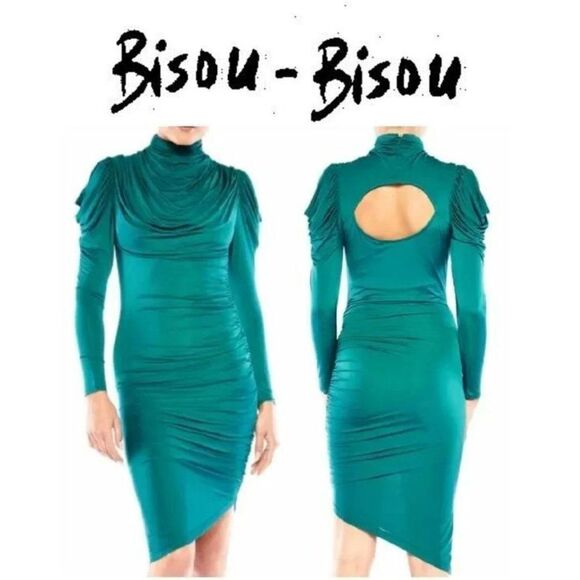 BISOU BISOU 90'S HELENA DRESS IN EMERALD GREEN SZ SMALL - Picture 1 of 13